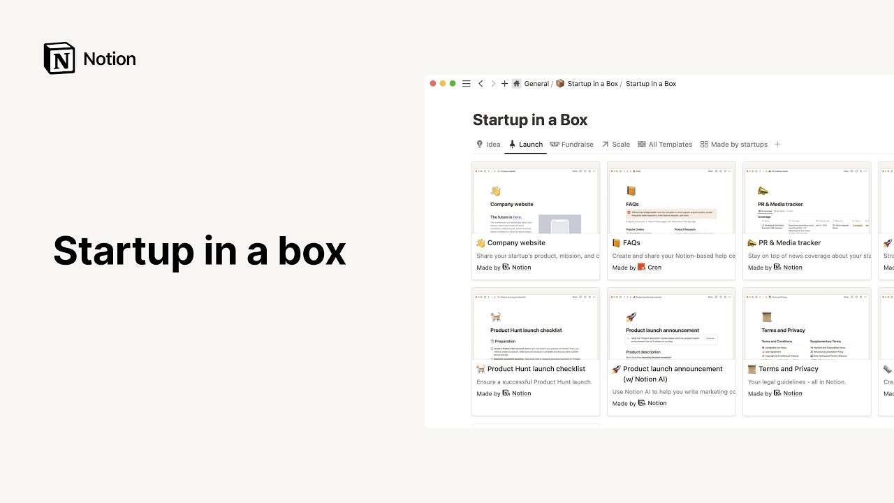Startup in a box video
